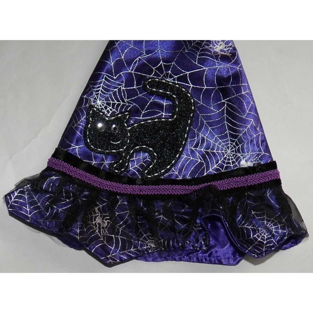 NWT Lot 5 Girls Deluxe Witch Hat Purple Black Cat Halloween Costume Spiders Webs